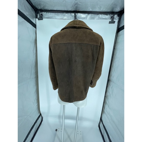 Womens Vintage Brown Suede Leather Jacket Zip Out Lining 70s M Button Up Blazer - Picture 5 of 14